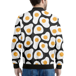 Black Fried Eggs Pattern Print Men's Bomber Jacket