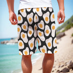 Black Fried Eggs Pattern Print Men's Cargo Shorts