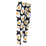 Black Fried Eggs Pattern Print Men's Compression Pants