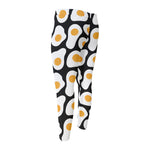 Black Fried Eggs Pattern Print Men's Compression Pants