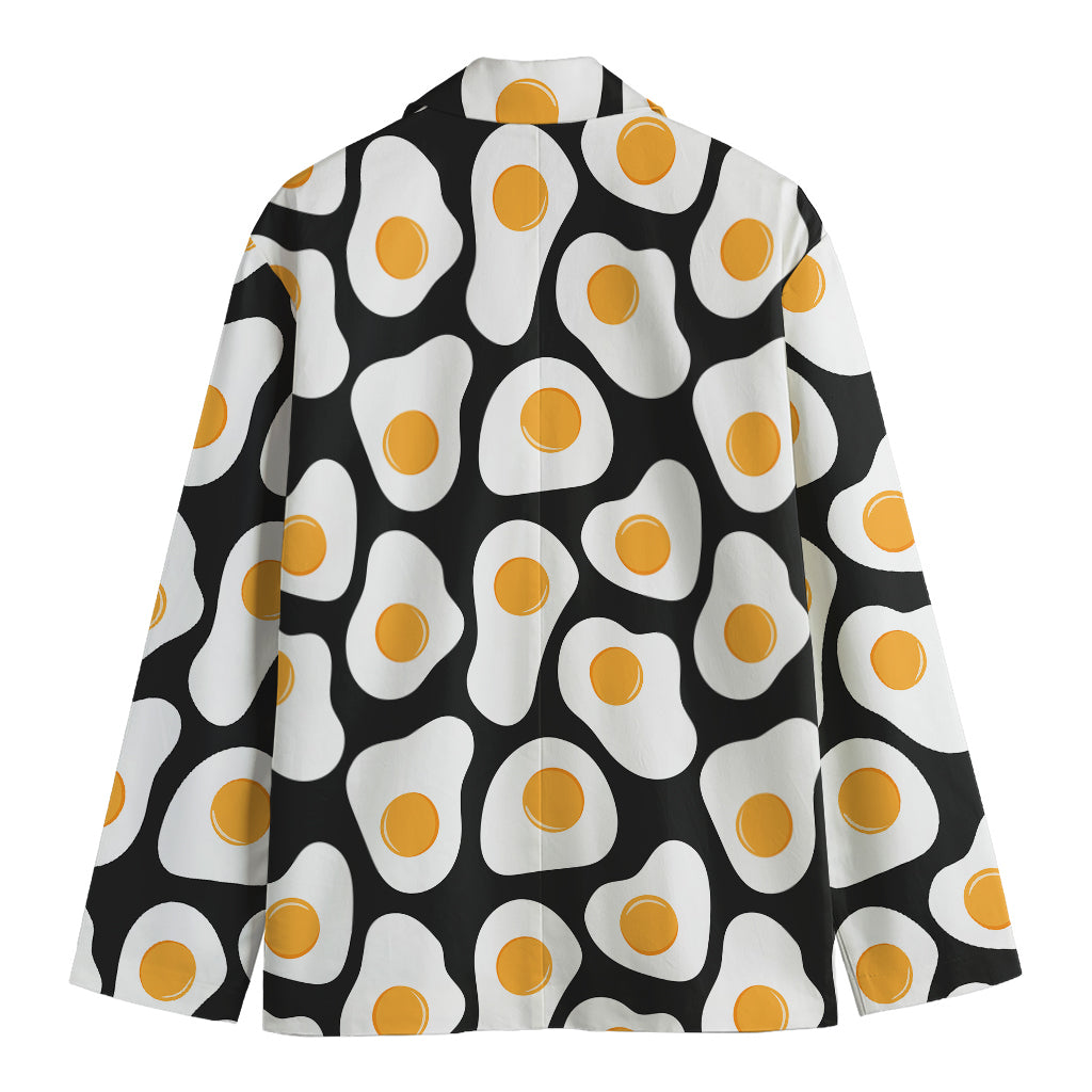 Black Fried Eggs Pattern Print Men's Cotton Blazer