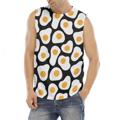Black Fried Eggs Pattern Print Men's Fitness Tank Top