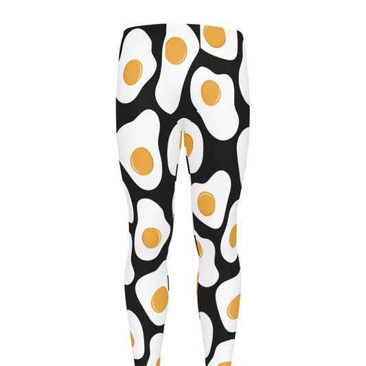 Black Fried Eggs Pattern Print Men's leggings