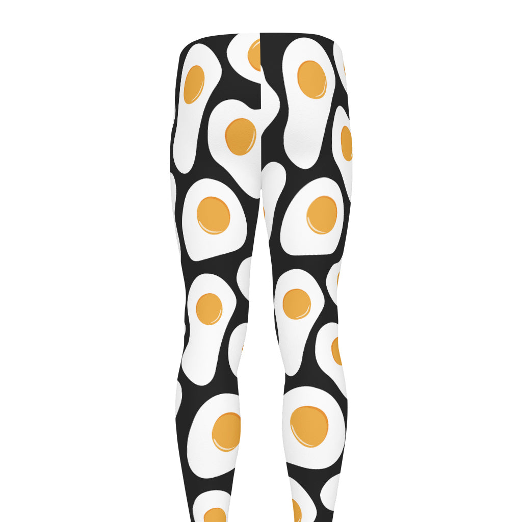 Black Fried Eggs Pattern Print Men's leggings
