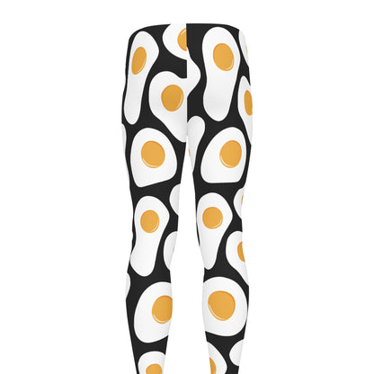 Black Fried Eggs Pattern Print Men's leggings