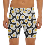 Black Fried Eggs Pattern Print Men's Long Boxer Briefs