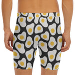 Black Fried Eggs Pattern Print Men's Long Boxer Briefs