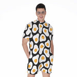 Black Fried Eggs Pattern Print Men's Rompers
