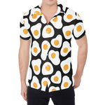 Black Fried Eggs Pattern Print Men's Shirt