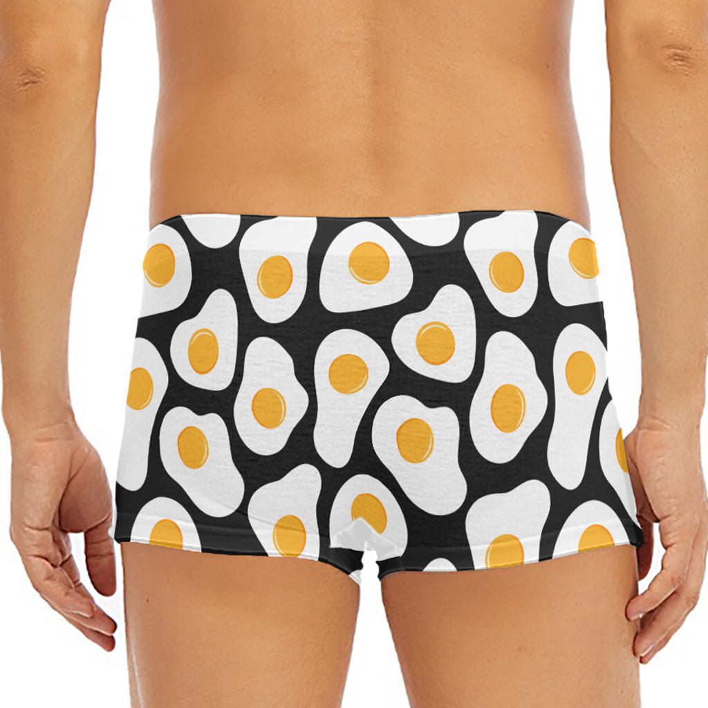 Black Fried Eggs Pattern Print Men's Short Boxer Briefs