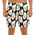 Black Fried Eggs Pattern Print Men's Split Running Shorts