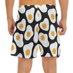 Black Fried Eggs Pattern Print Men's Split Running Shorts