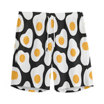 Black Fried Eggs Pattern Print Men's Sports Shorts