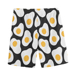 Black Fried Eggs Pattern Print Men's Sports Shorts
