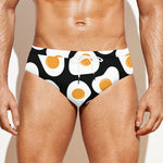 Black Fried Eggs Pattern Print Men's Swim Briefs
