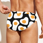 Black Fried Eggs Pattern Print Men's Swim Briefs