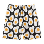 Black Fried Eggs Pattern Print Men's Swim Trunks