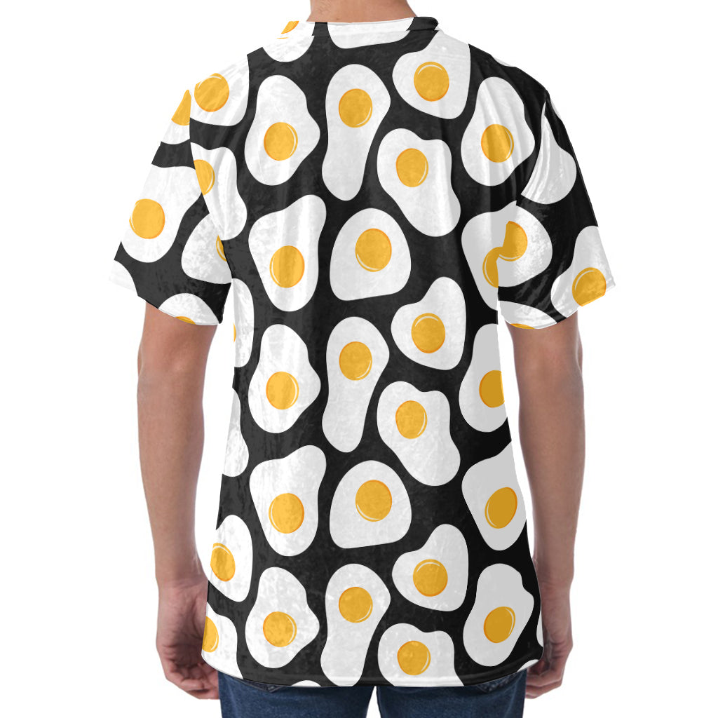 Black Fried Eggs Pattern Print Men's Velvet T-Shirt