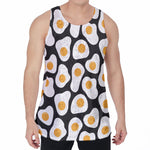 Black Fried Eggs Pattern Print Men's Velvet Tank Top