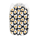 Black Fried Eggs Pattern Print Mesh Laundry Hamper