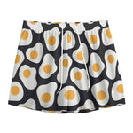 Black Fried Eggs Pattern Print Mesh Shorts