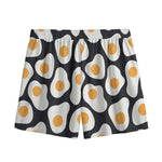 Black Fried Eggs Pattern Print Mesh Shorts