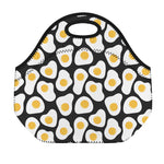 Black Fried Eggs Pattern Print Neoprene Lunch Bag