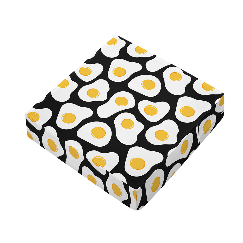 Black Fried Eggs Pattern Print Outdoor Seat Cushion Cover