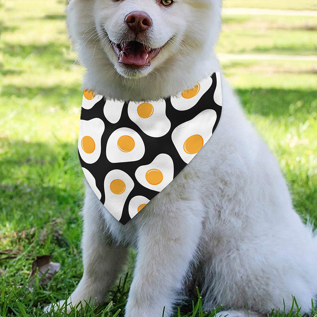 Black Fried Eggs Pattern Print Over The Collar Dog Bandana