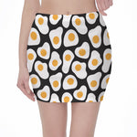 Black Fried Eggs Pattern Print Pencil Mini Skirt