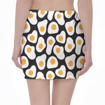 Black Fried Eggs Pattern Print Pencil Mini Skirt