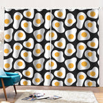 Black Fried Eggs Pattern Print Pencil Pleat Curtains