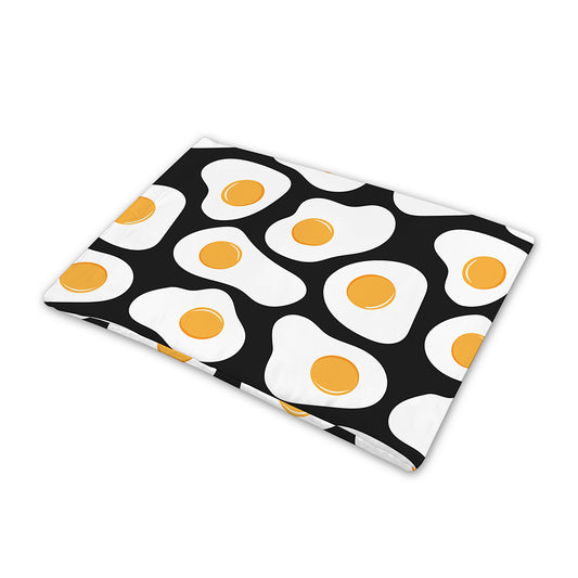 Black Fried Eggs Pattern Print Pet Cooling Mat Cover