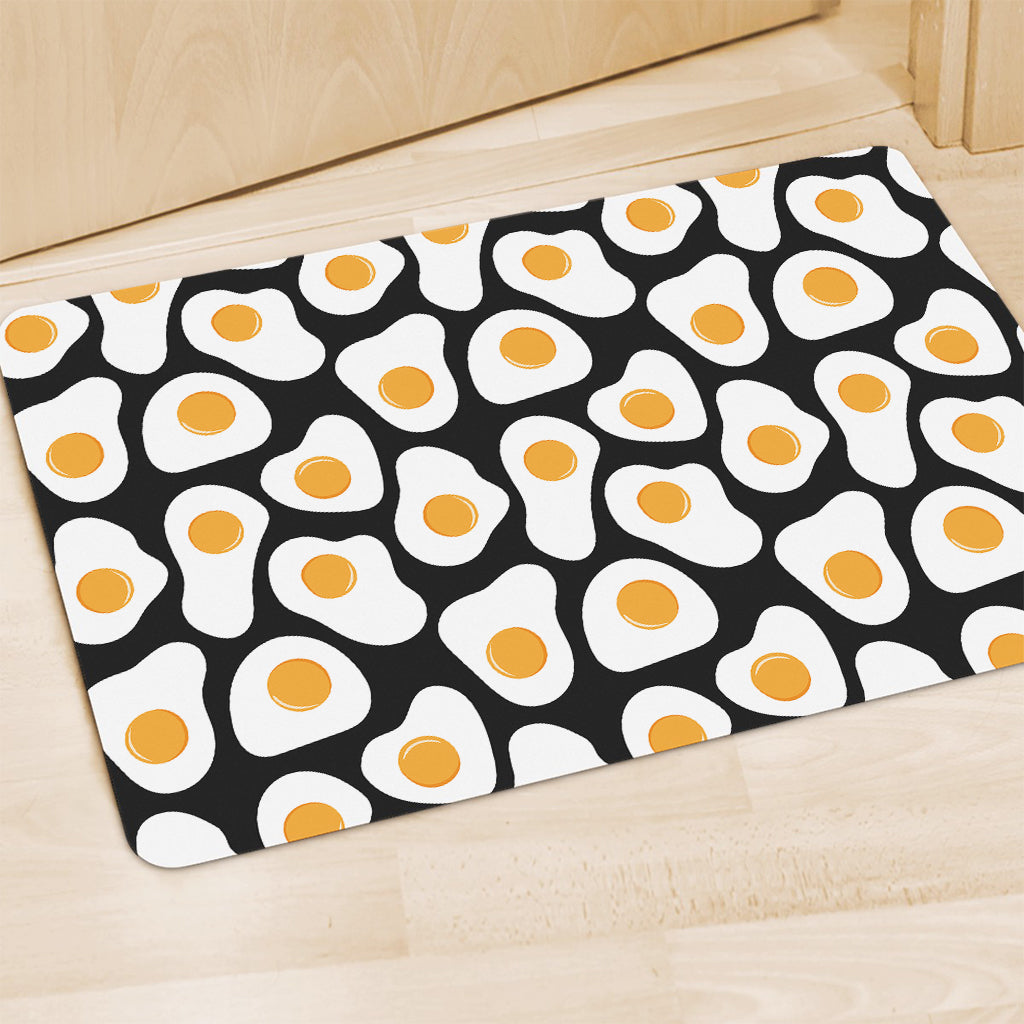 Black Fried Eggs Pattern Print Polyester Doormat