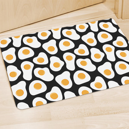 Black Fried Eggs Pattern Print Polyester Doormat