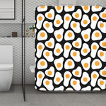 Black Fried Eggs Pattern Print Polyester Shower Curtain