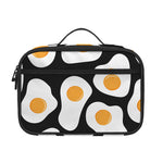 Black Fried Eggs Pattern Print Portable Lunch Bag
