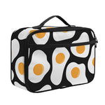 Black Fried Eggs Pattern Print Portable Lunch Bag
