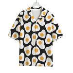 Black Fried Eggs Pattern Print Rayon Hawaiian Shirt