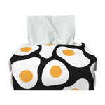 Black Fried Eggs Pattern Print Rectangle Tissue Box Cover