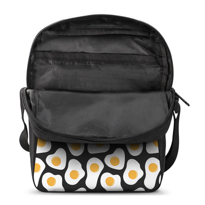 Black Fried Eggs Pattern Print Rectangular Crossbody Bag