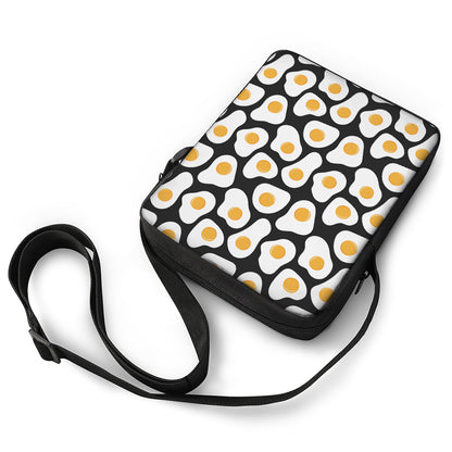 Black Fried Eggs Pattern Print Rectangular Crossbody Bag