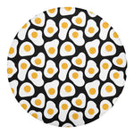 Black Fried Eggs Pattern Print Round Blanket