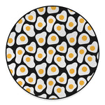 Black Fried Eggs Pattern Print Round Floor Mat