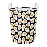 Black Fried Eggs Pattern Print Round Laundry Basket