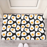 Black Fried Eggs Pattern Print Rubber Doormat