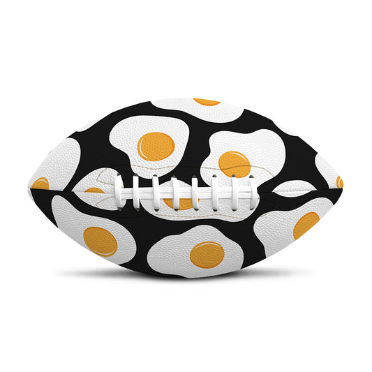 Black Fried Eggs Pattern Print Rugby Ball