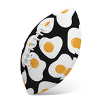 Black Fried Eggs Pattern Print Rugby Ball