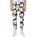 Black Fried Eggs Pattern Print Joggers