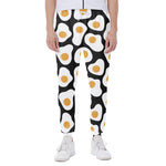 Black Fried Eggs Pattern Print Scuba Joggers